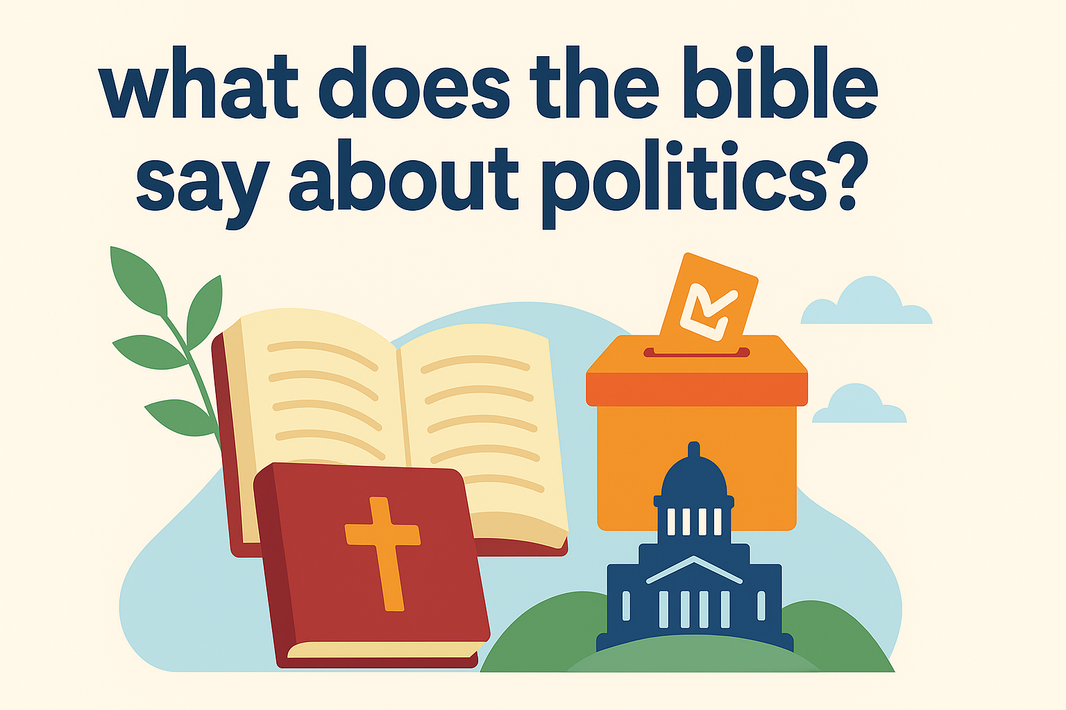 Cartoon illustration representing what does the bible say about politics