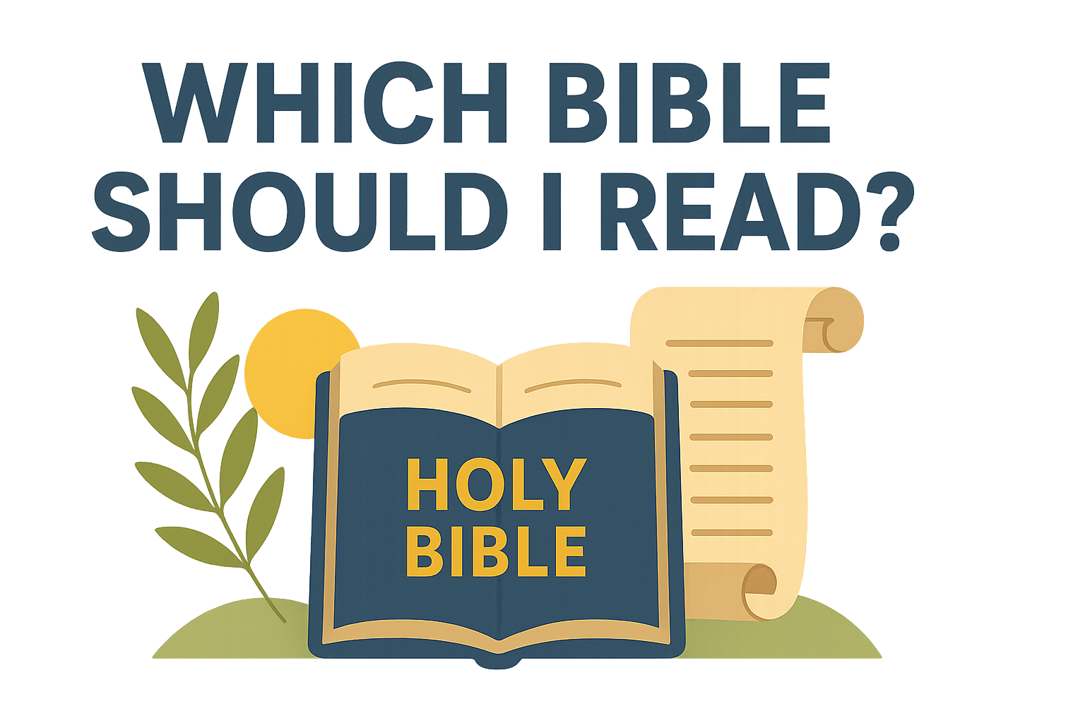 Cartoon illustration representing which bible should i read