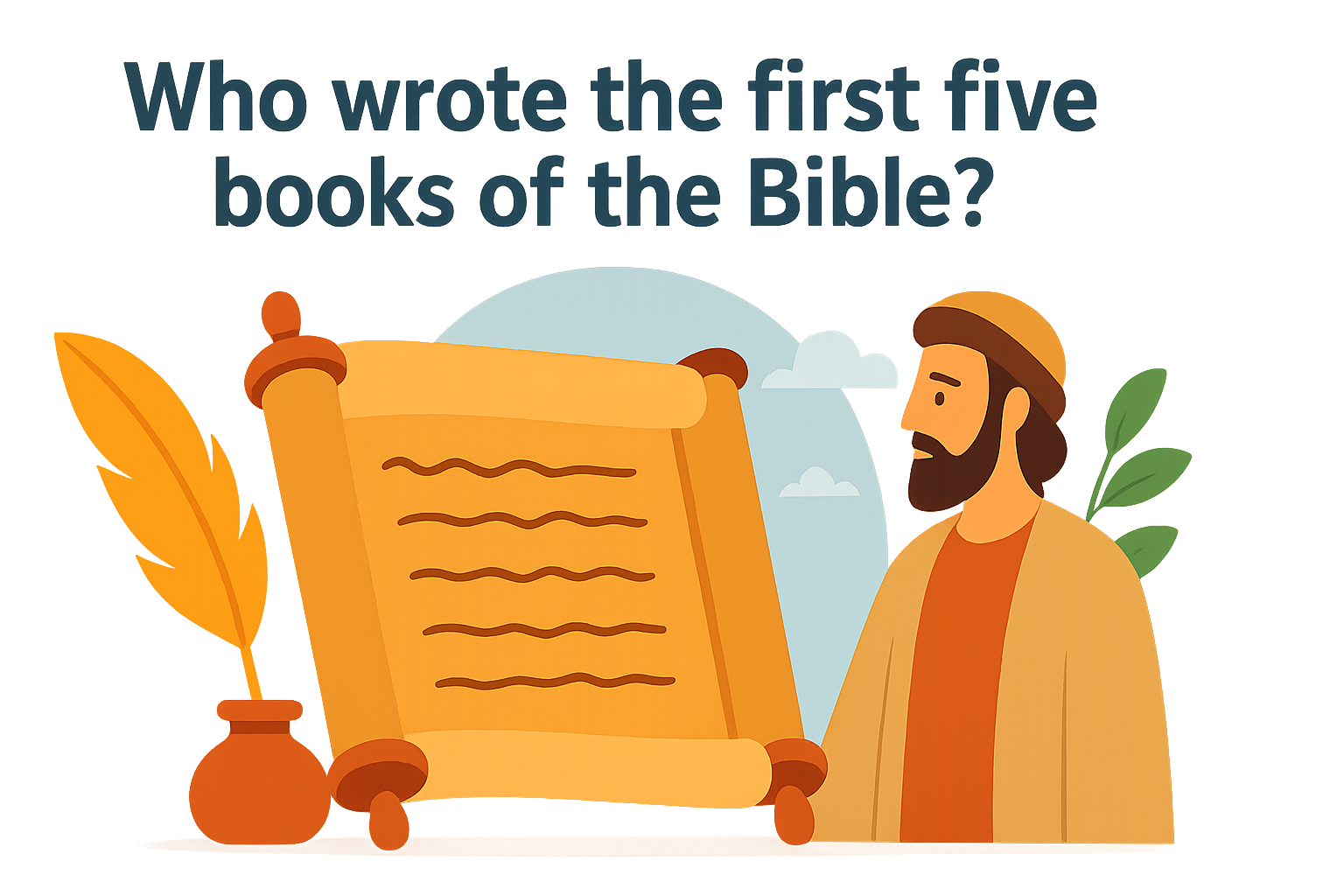 Cartoon illustration representing who wrote the first five books of the bible