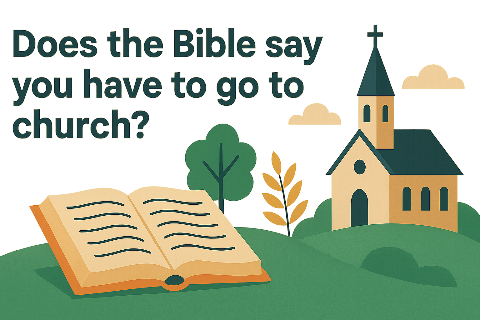 Cartoon illustration representing does the bible say you have to go to church
