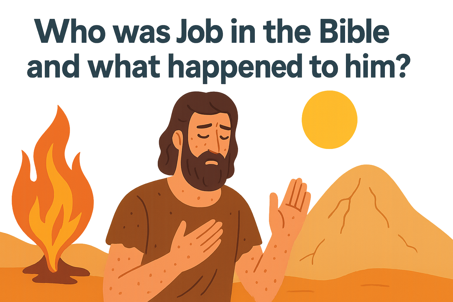 Cartoon illustration representing who was job in the bible and what happened to him