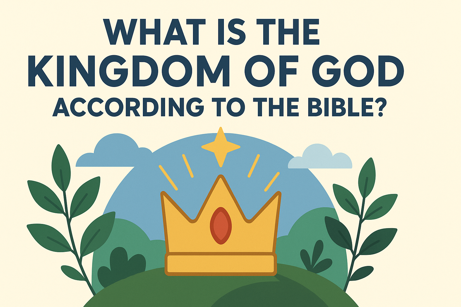 Cartoon illustration representing what is the kingdom of god according to the bible