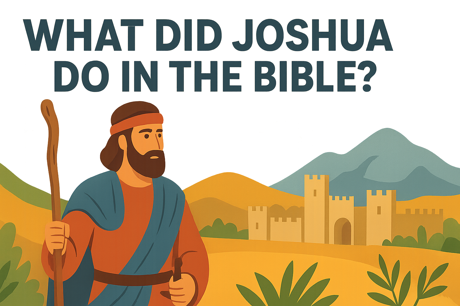 Cartoon illustration representing what did joshua do in the bible