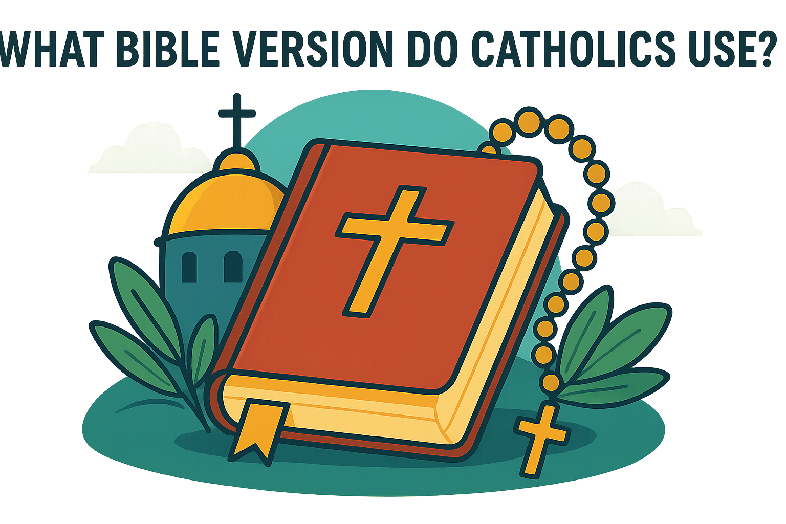 Cartoon illustration representing what bible version do catholics use