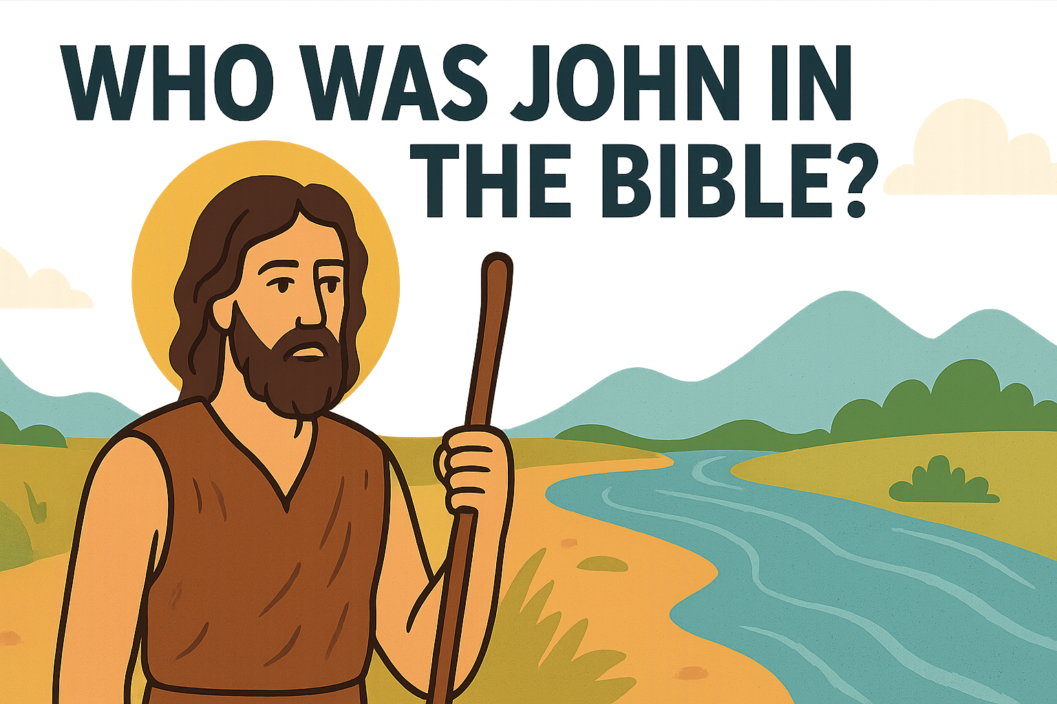 Cartoon illustration representing who was john in the bible