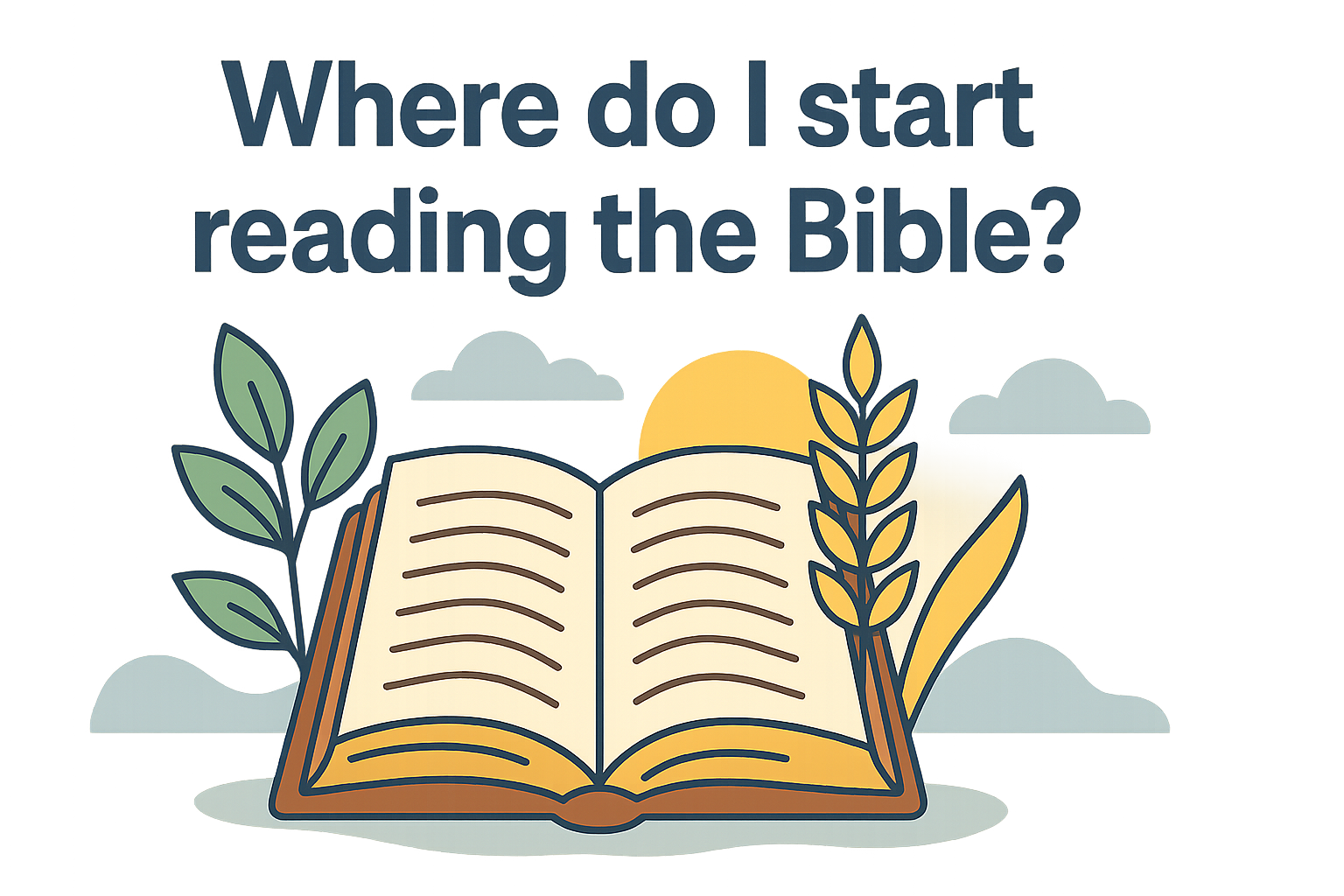 Cartoon illustration representing where do i start reading the bible