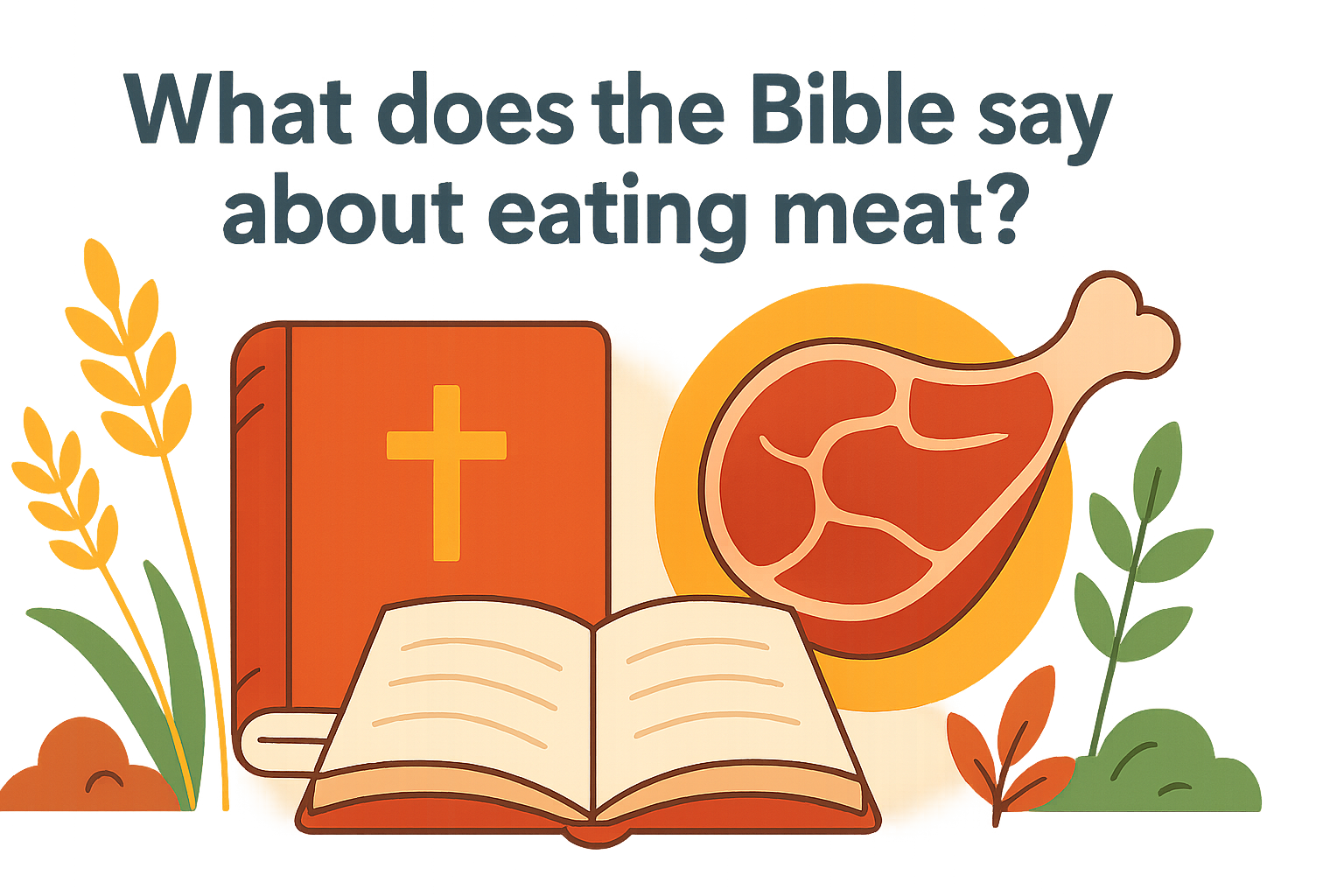 Cartoon illustration representing what does the bible say about eating meat