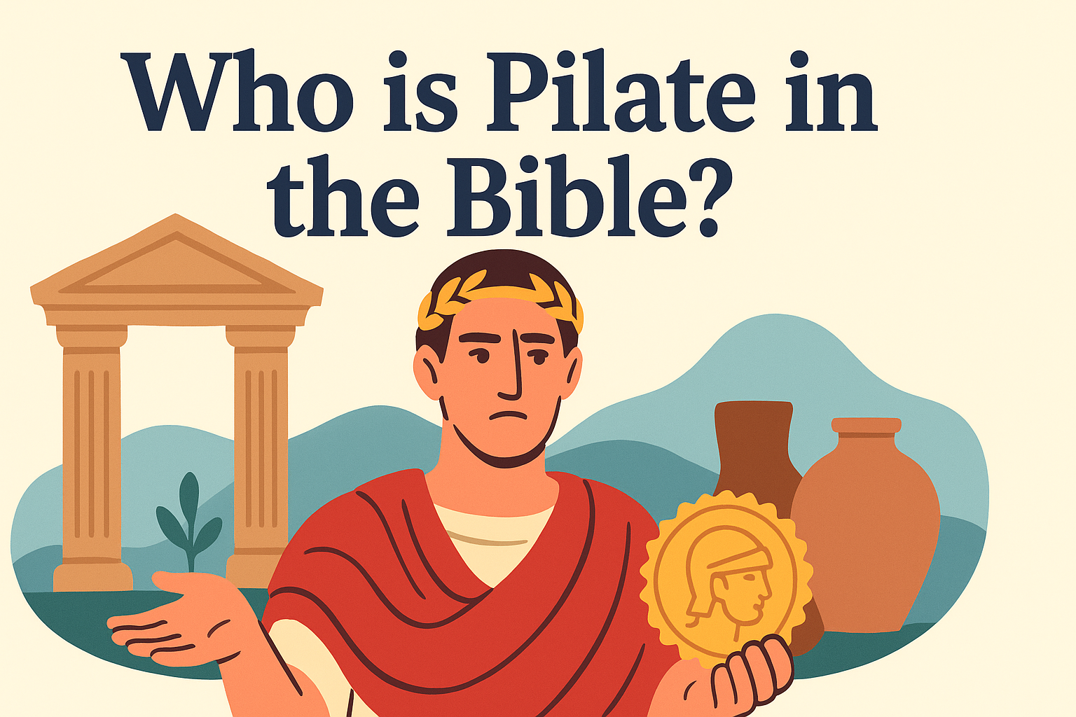 Cartoon illustration representing who is pilate in the bible