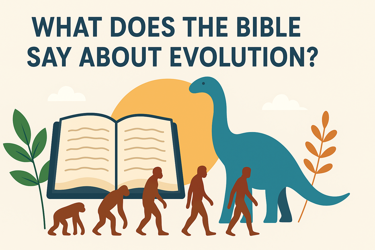 Cartoon illustration representing what does the bible say about evolution