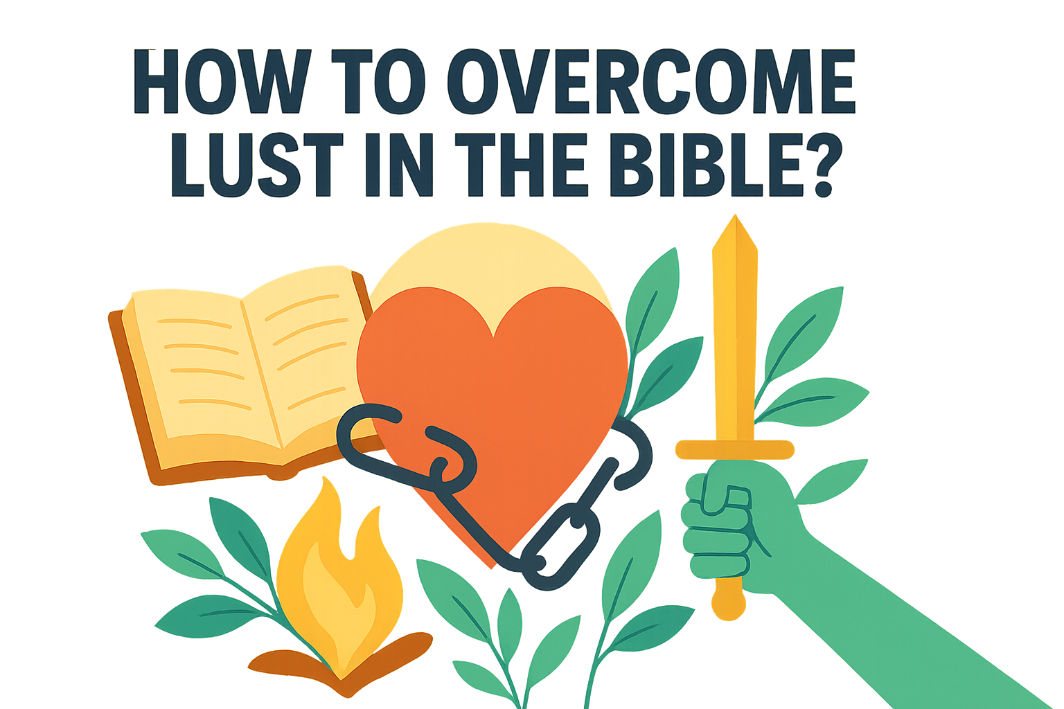 Cartoon illustration representing how to overcome lust in the bible