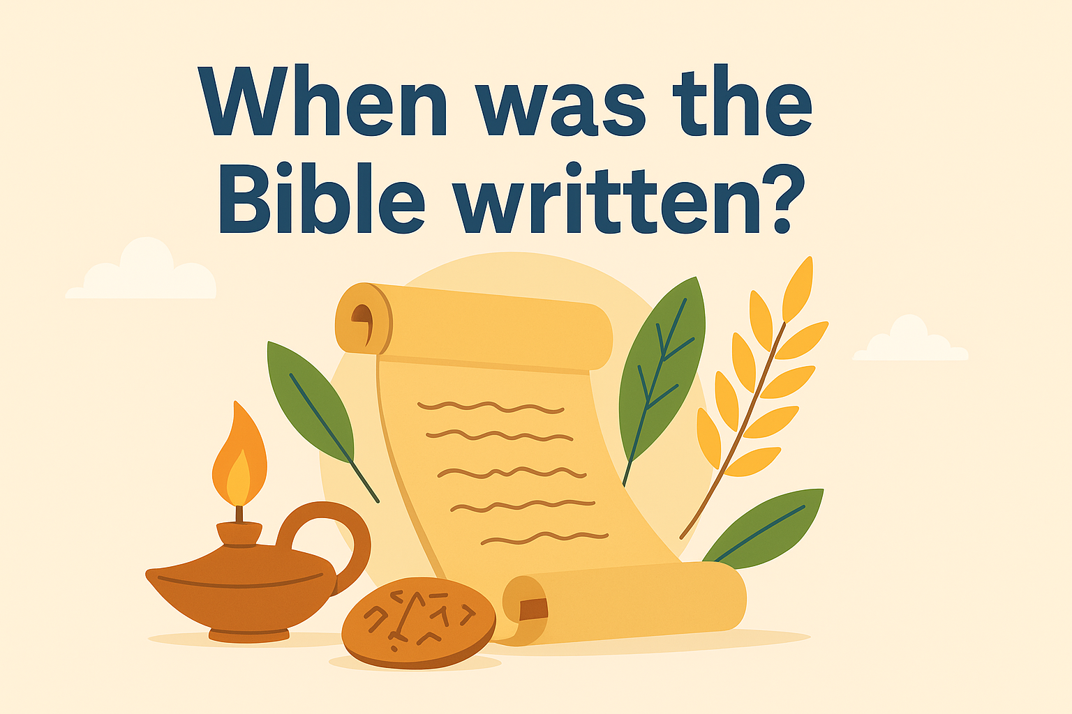 Cartoon illustration representing when was the bible written