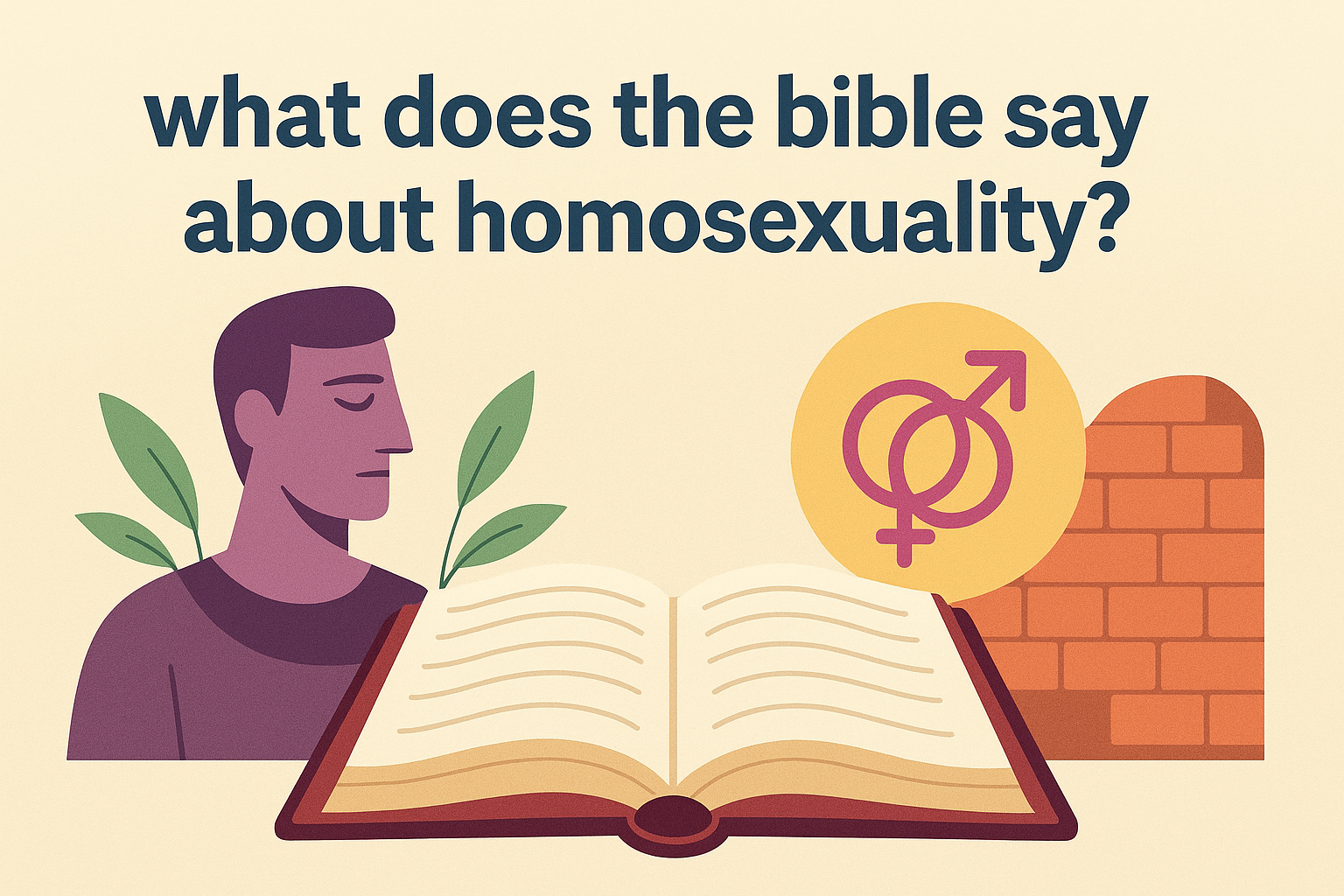 Cartoon illustration representing what does the bible say about homosexuality