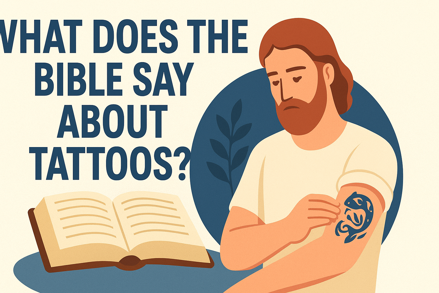 Cartoon illustration representing what does the bible say about tattoos