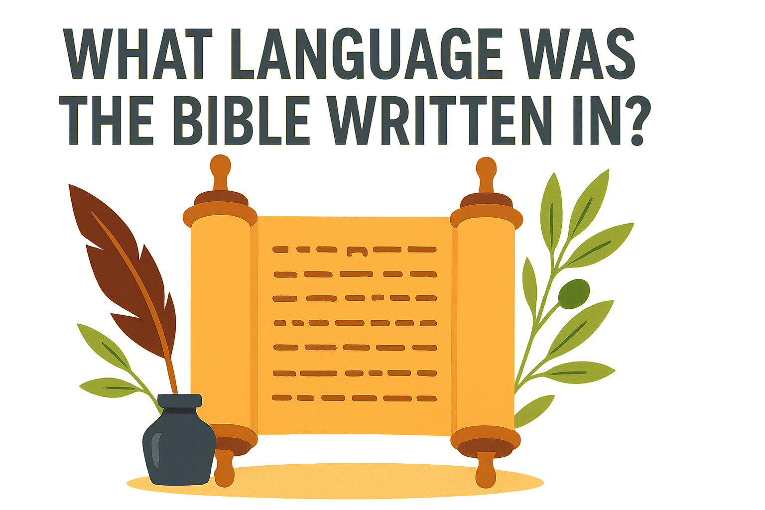 Cartoon illustration representing what language was the bible written in