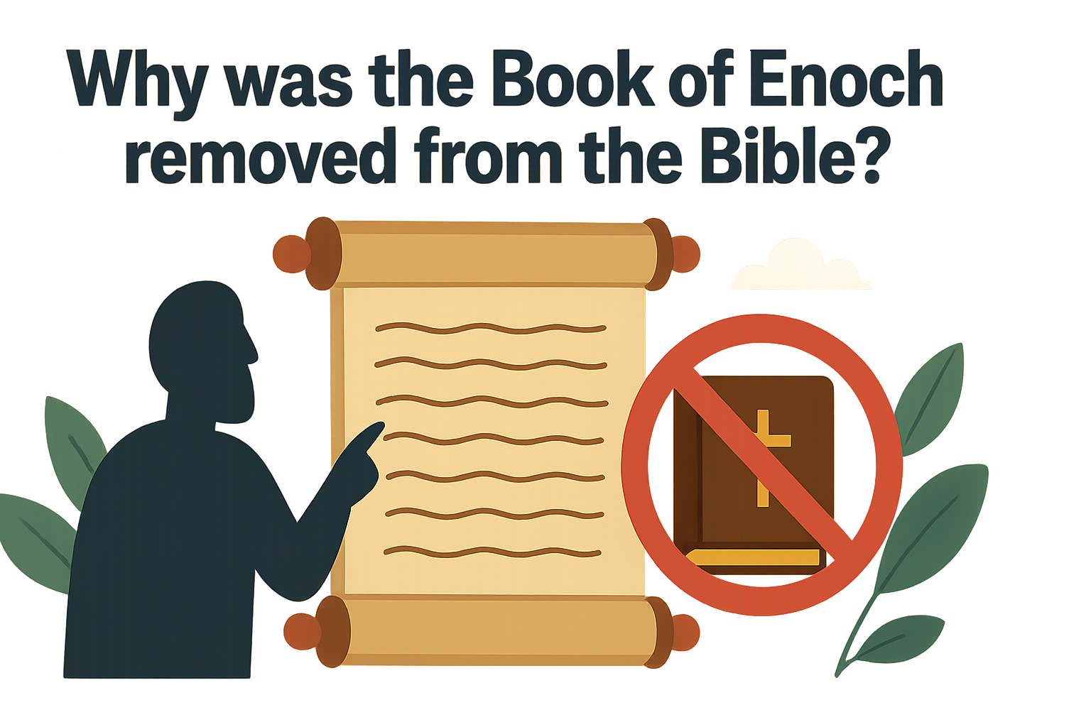 Cartoon illustration representing why was the book of enoch removed from the bible