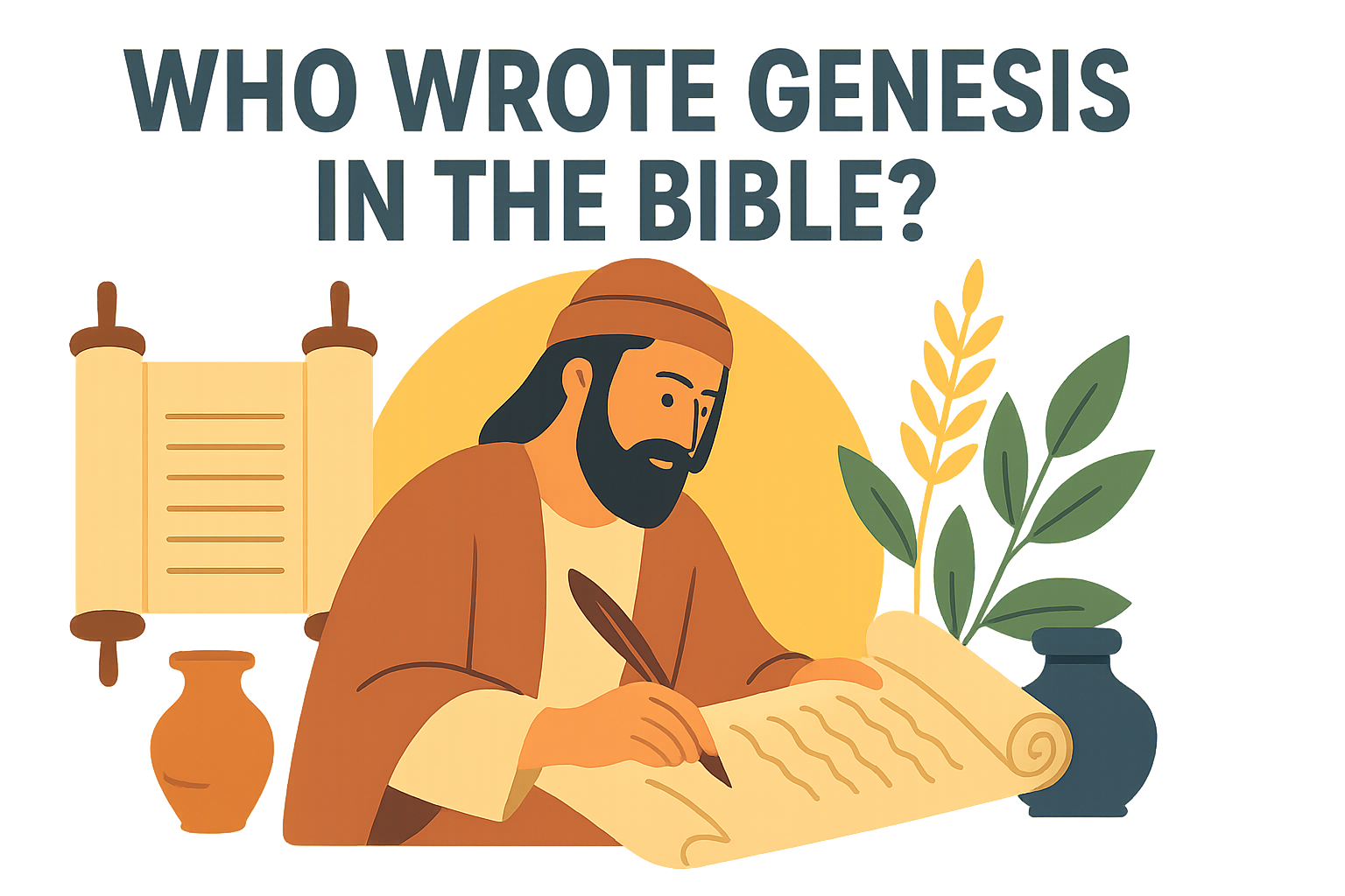 Cartoon illustration representing who wrote genesis in the bible