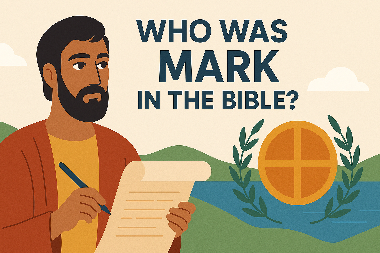 Cartoon illustration representing who was mark in the bible