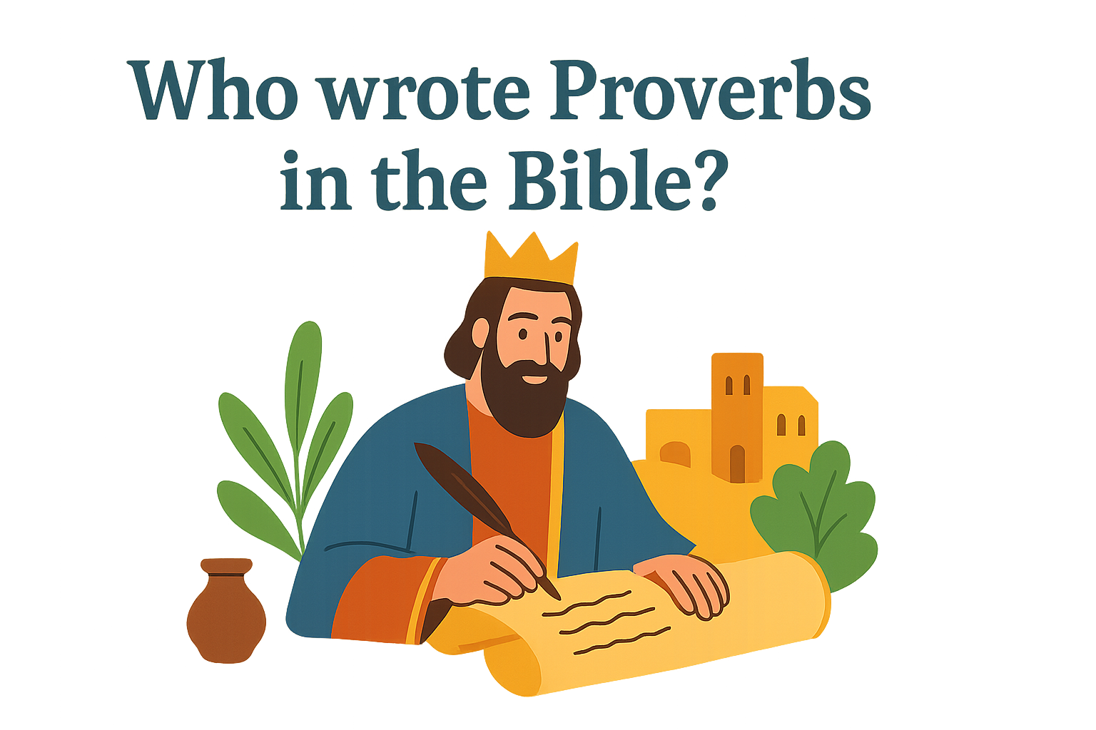 Cartoon illustration representing who wrote proverbs in the bible