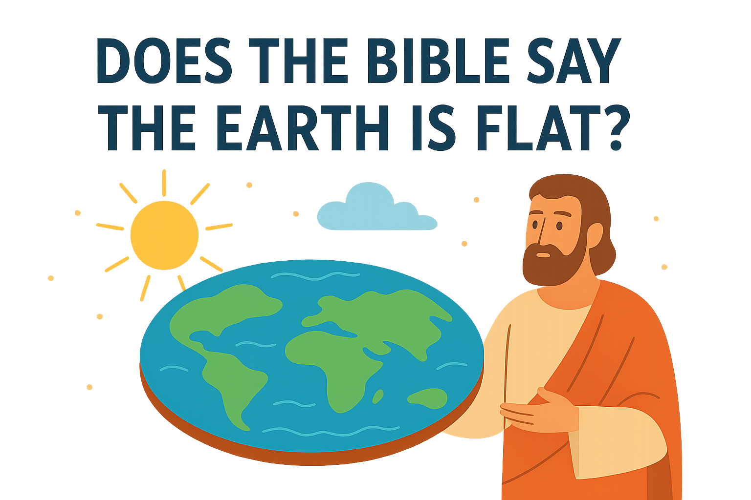 Cartoon illustration representing does the bible say the earth is flat