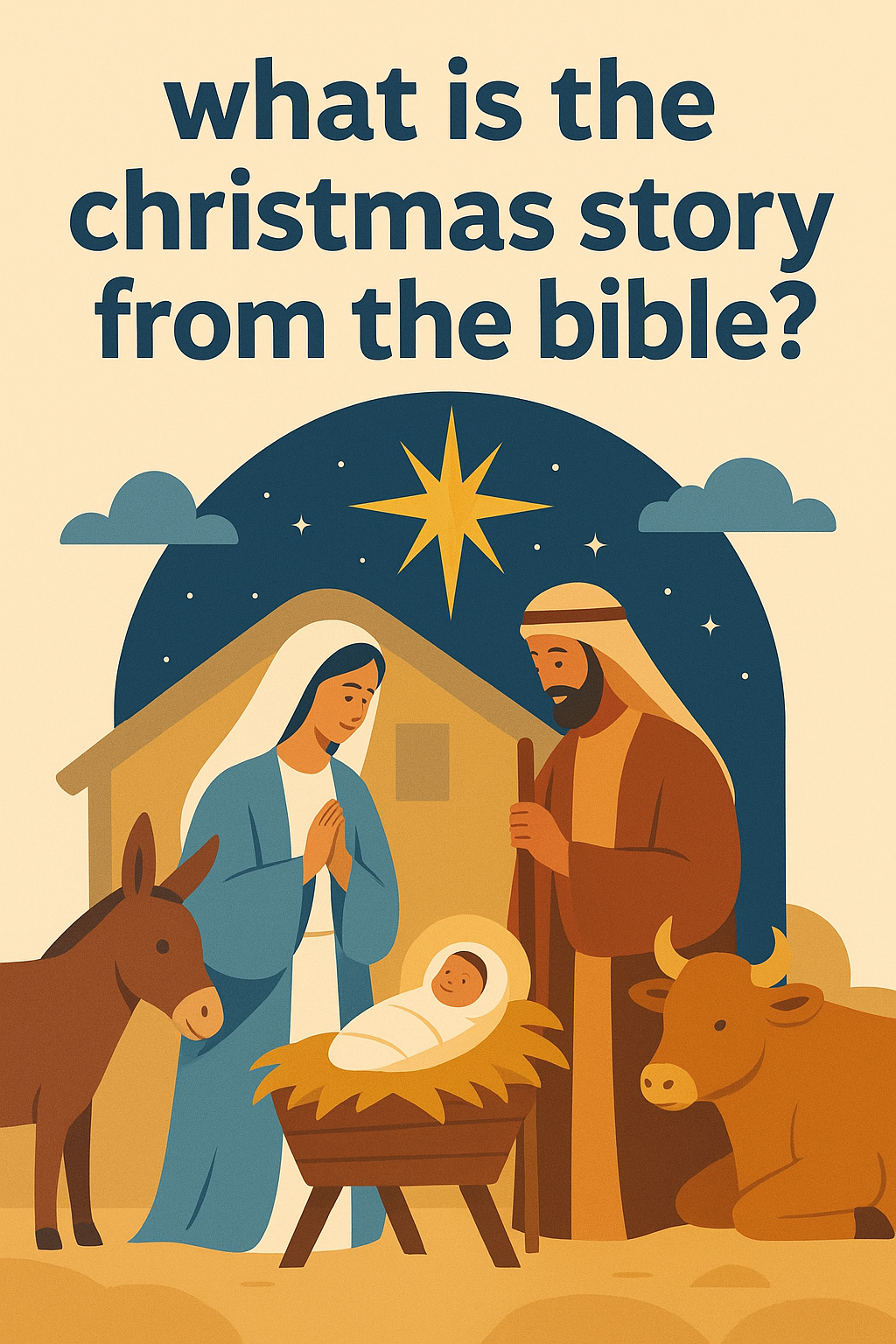Cartoon illustration representing what is the christmas story from the bible