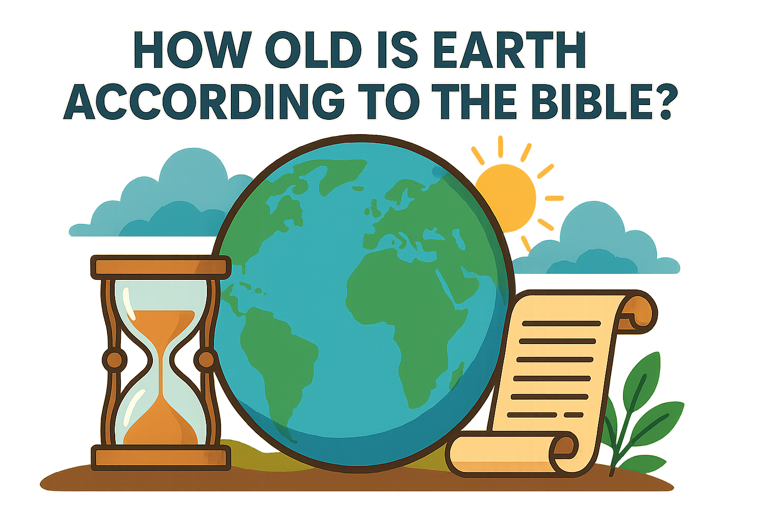 Cartoon illustration representing how old is earth according to the bible