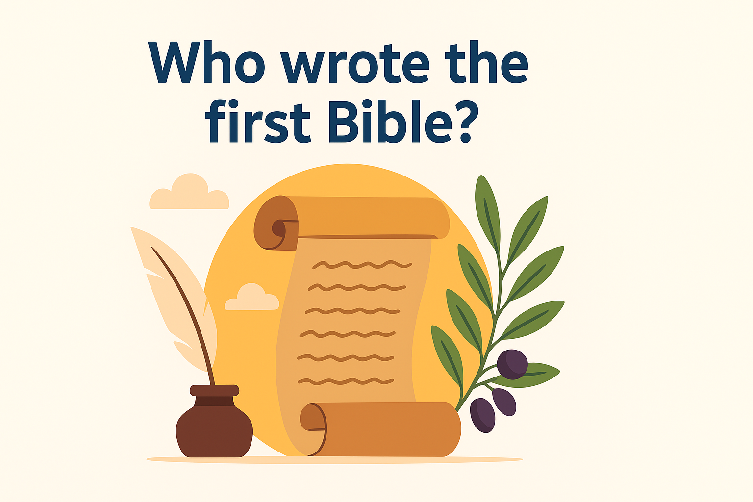Cartoon illustration representing who wrote the first bible
