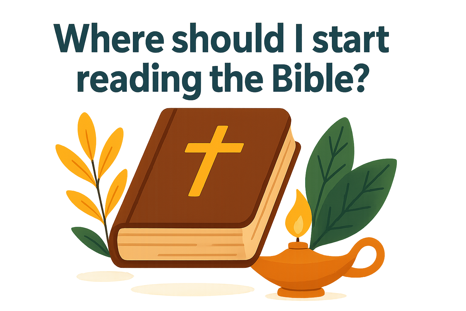 Cartoon illustration representing where should i start reading the bible