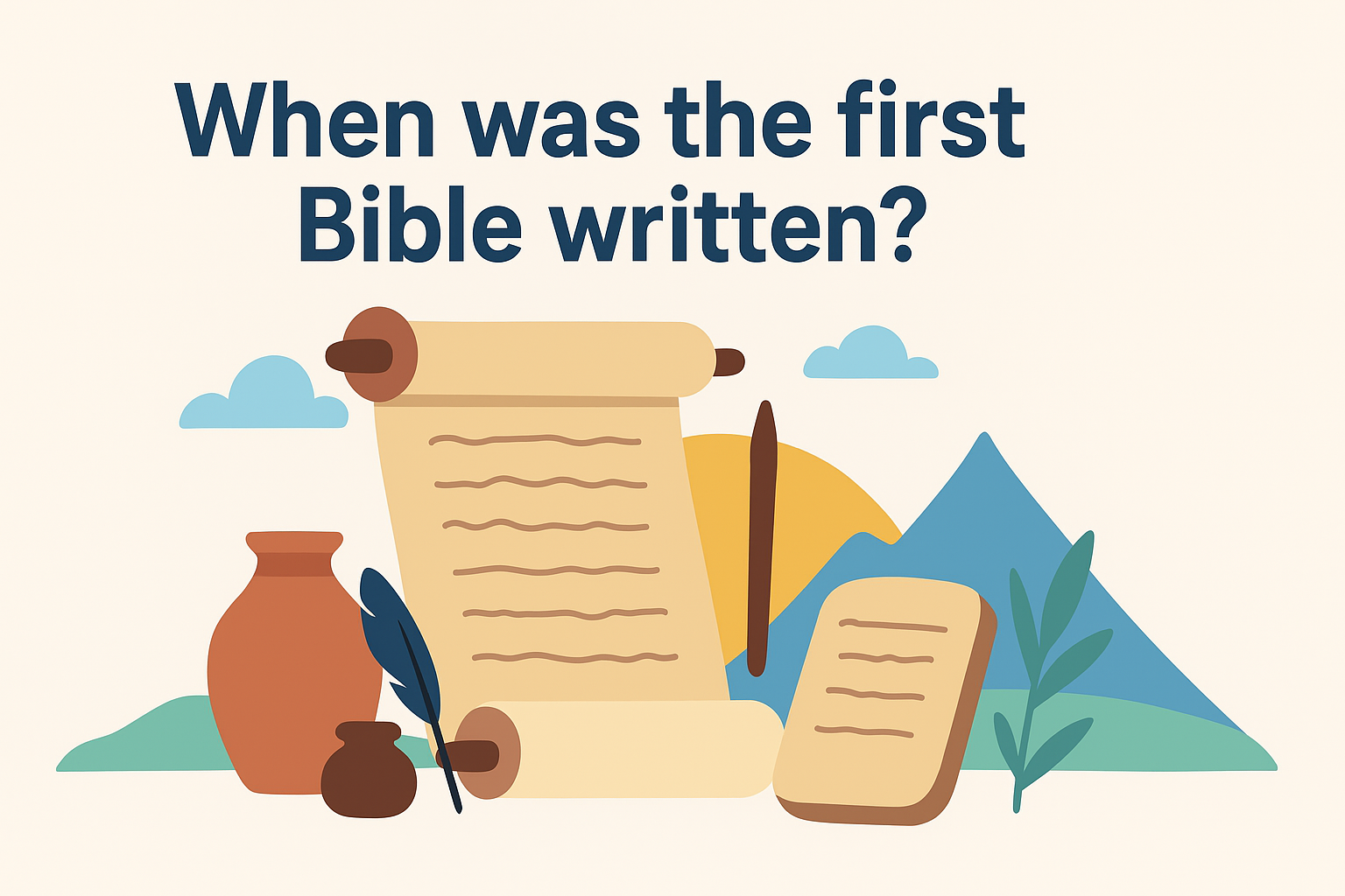Cartoon illustration representing when was the first bible written