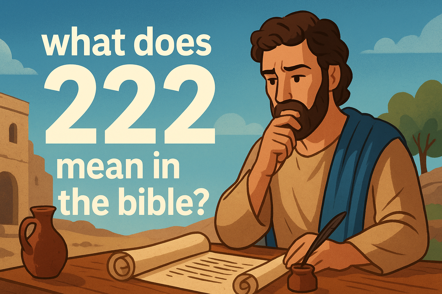 Cartoon illustration representing what does 222 mean in the bible