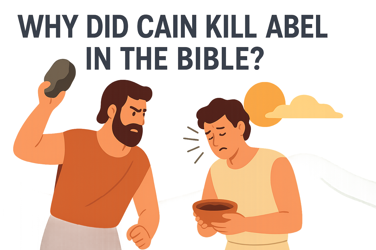 Cartoon illustration representing why did cain kill abel in the bible