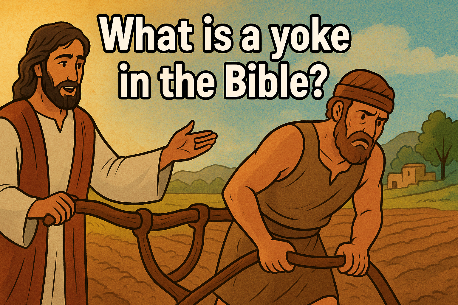 Cartoon illustration representing what is a yoke in the bible