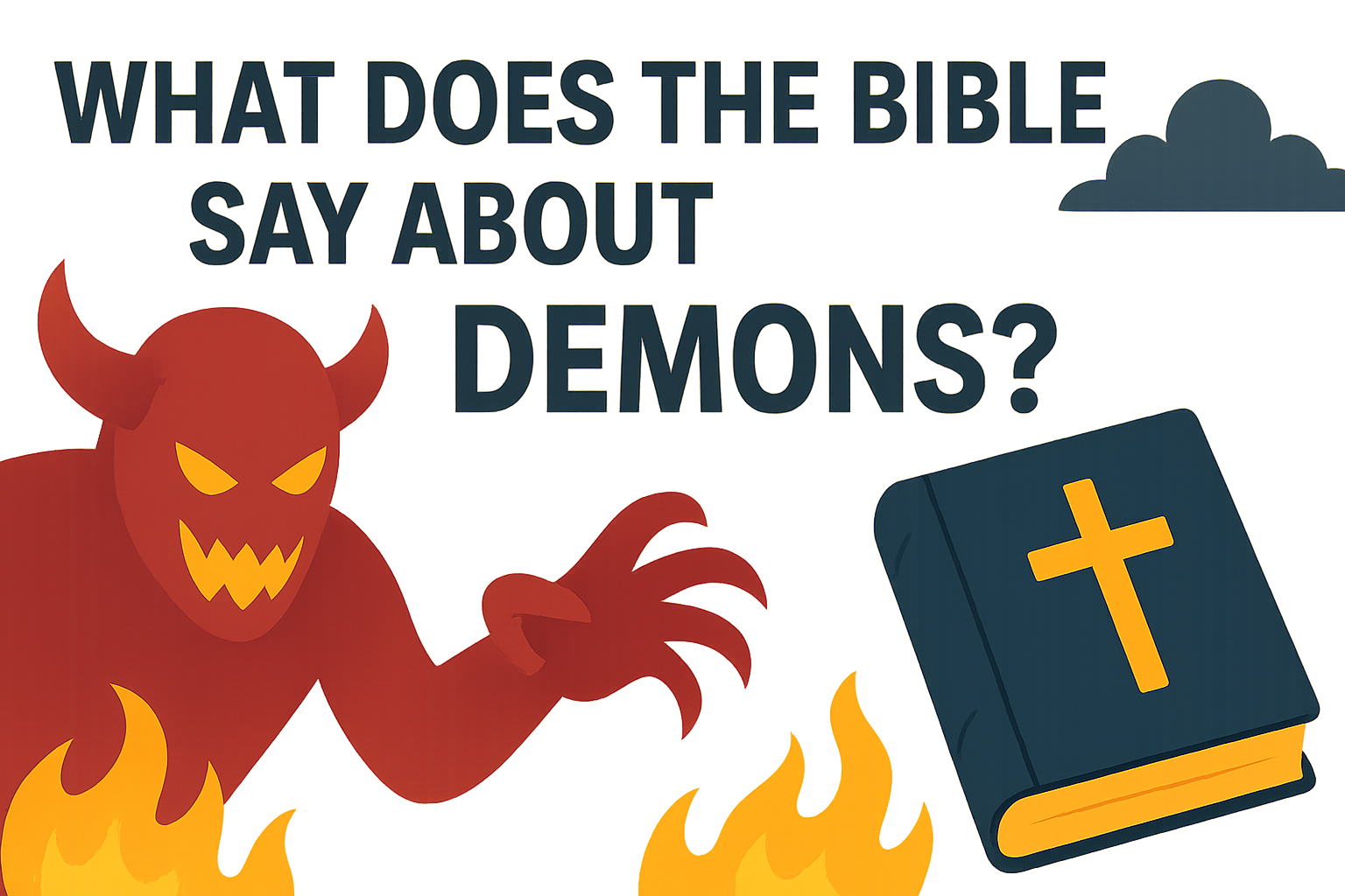 Cartoon illustration representing what does the bible say about demons