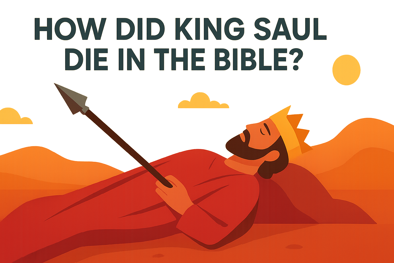 Cartoon illustration representing how did king saul die in the bible