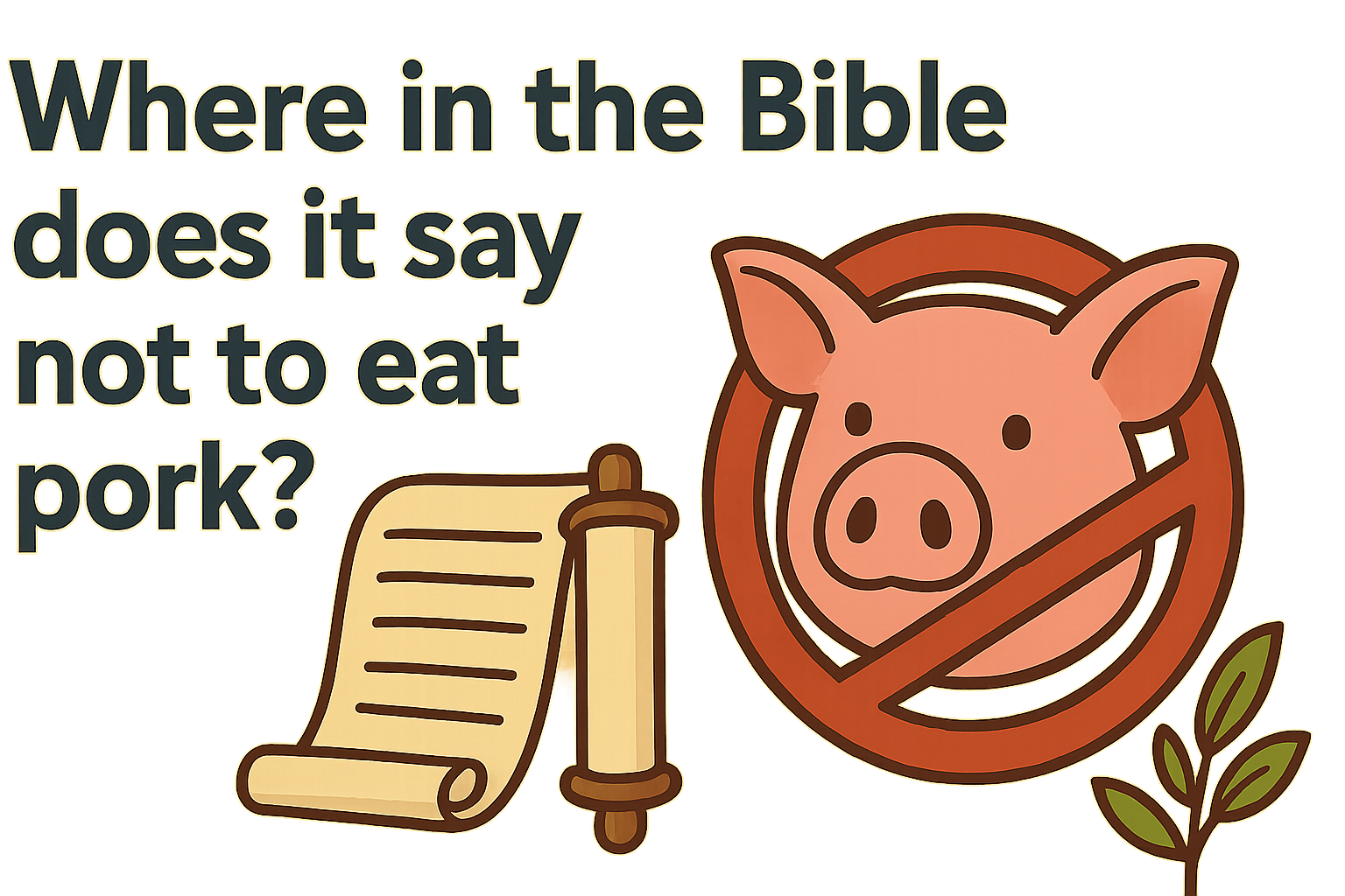 Cartoon illustration representing where in the bible does it say not to eat pork