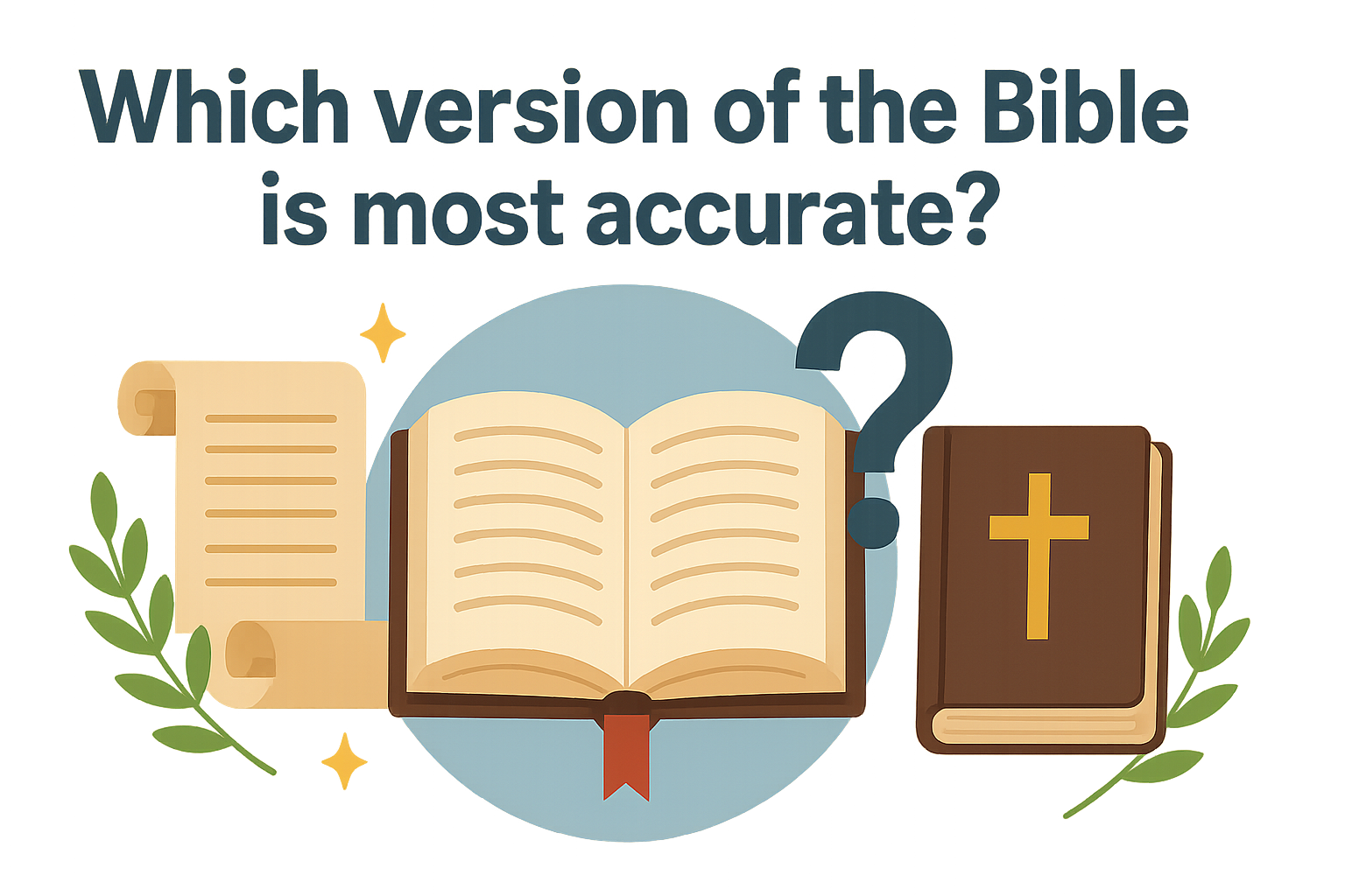 Cartoon illustration representing which version of the bible is most accurate