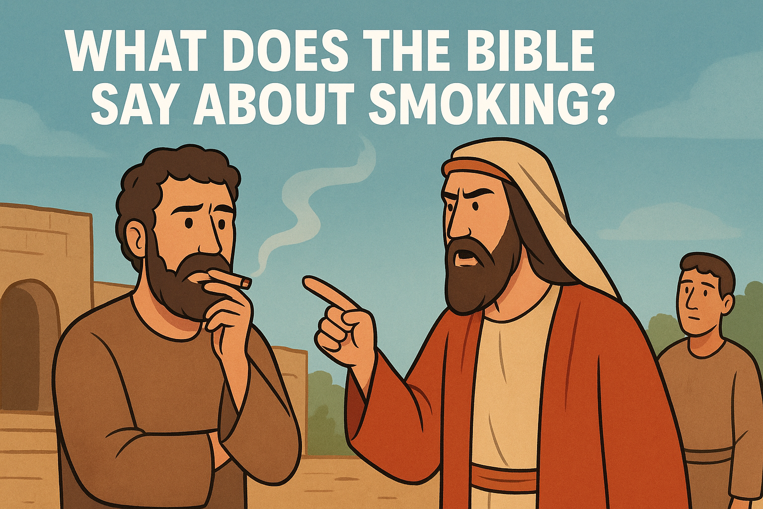 Cartoon illustration representing what does the bible say about smoking