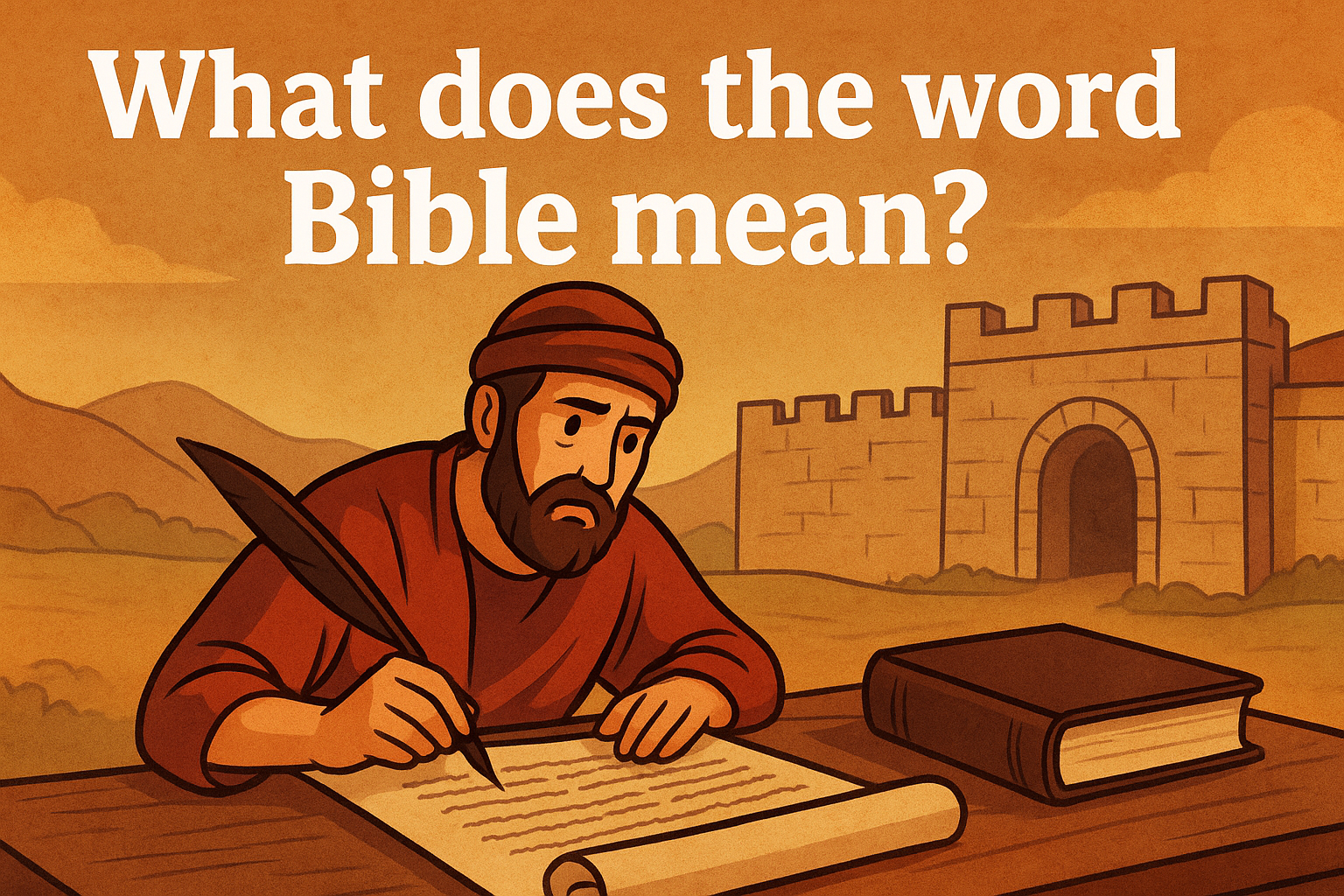 Cartoon illustration representing what does the word bible mean