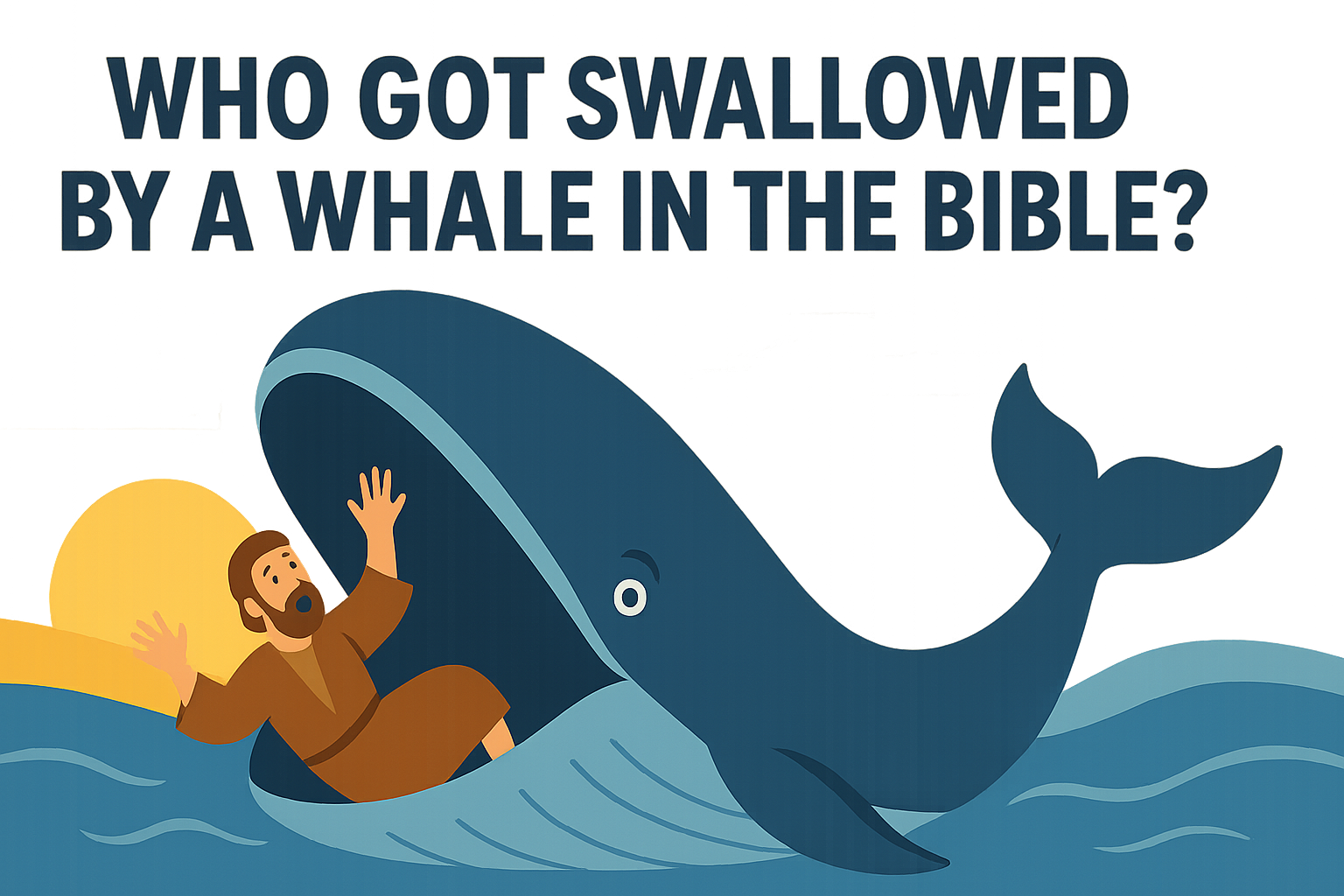 Cartoon illustration representing who got swallowed by a whale in the bible