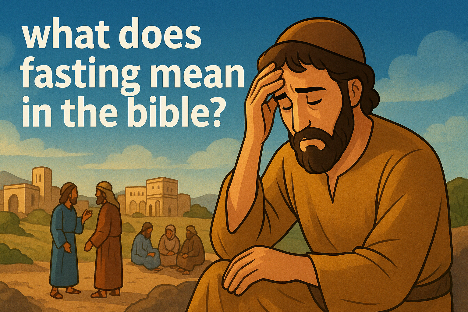 Cartoon illustration representing what does fasting mean in the bible