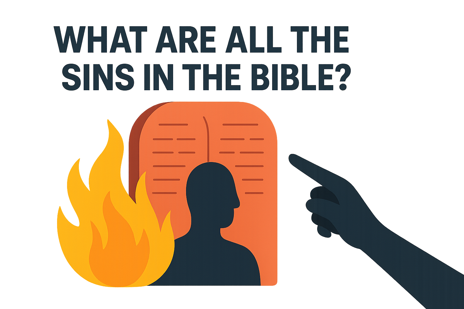 Cartoon illustration representing what are all the sins in the bible