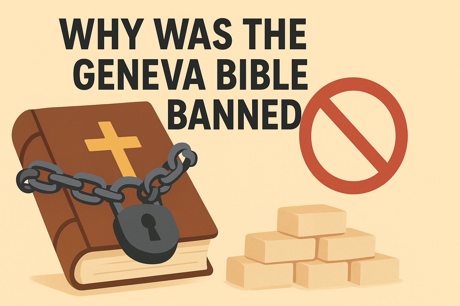 Cartoon illustration representing why was the geneva bible banned