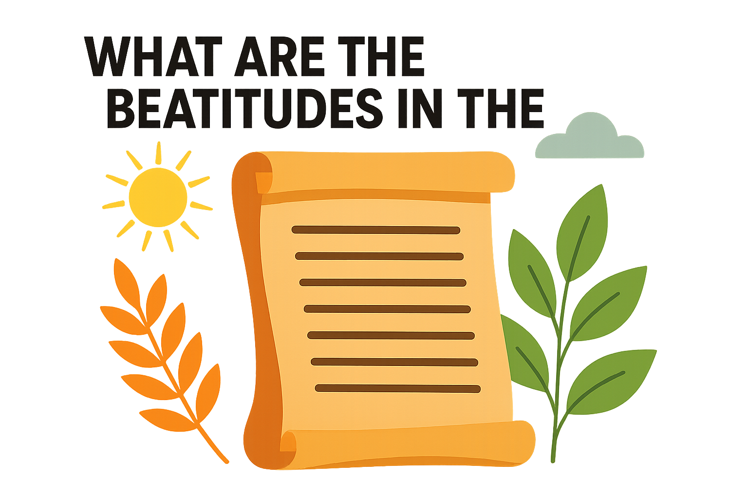 Cartoon illustration representing what are the beatitudes in the bible