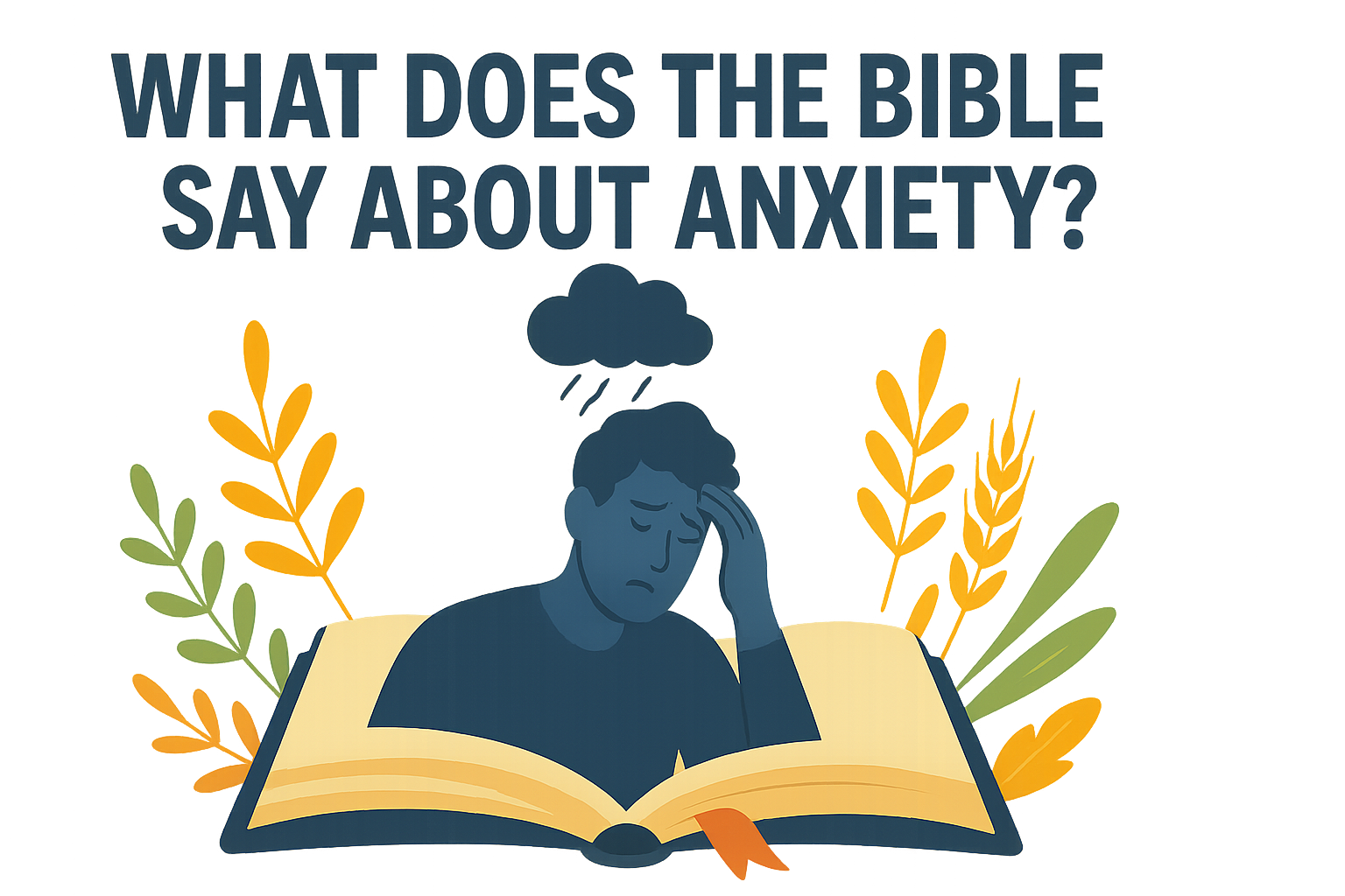 Cartoon illustration representing what does the bible say about anxiety