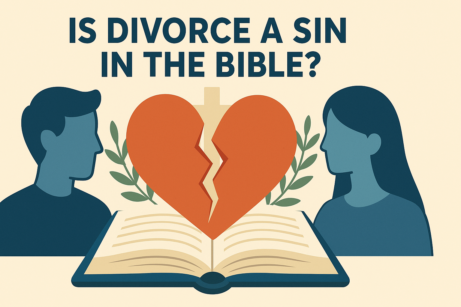 Cartoon illustration representing is divorce a sin in the bible