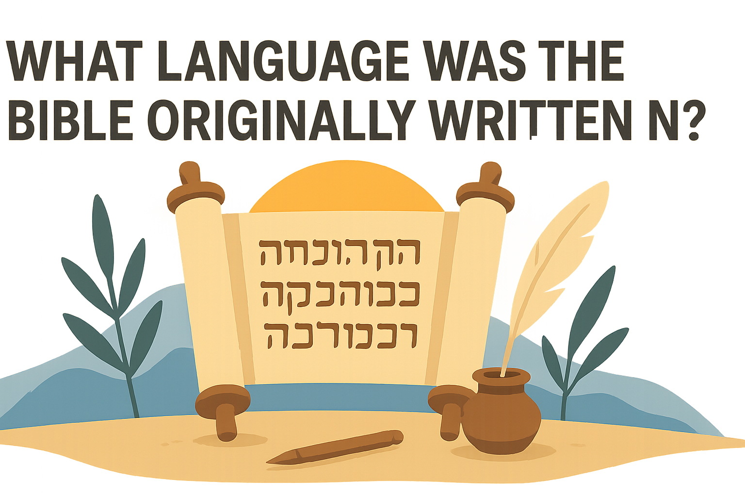 Cartoon illustration representing what language was the bible originally written in