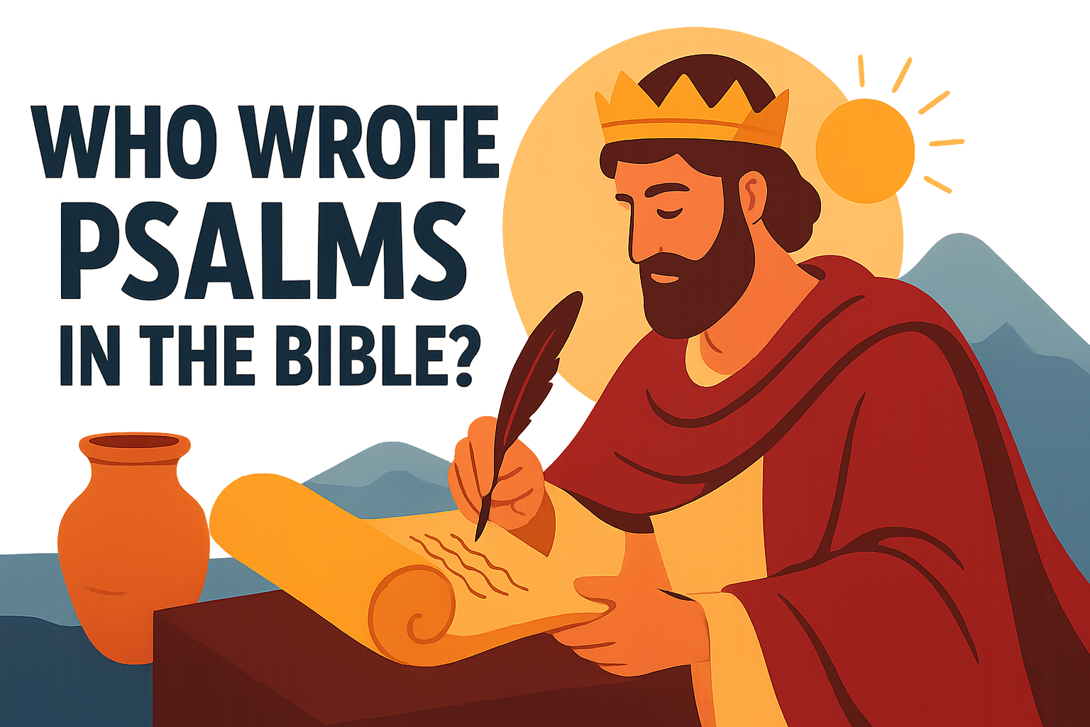 Cartoon illustration representing who wrote psalms in the bible