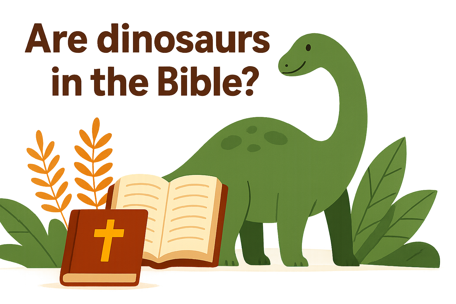 Cartoon illustration representing are dinosaurs in the bible
