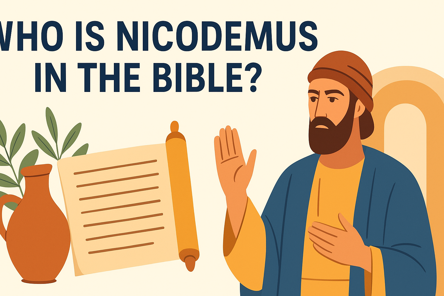 Cartoon illustration representing who is nicodemus in the bible