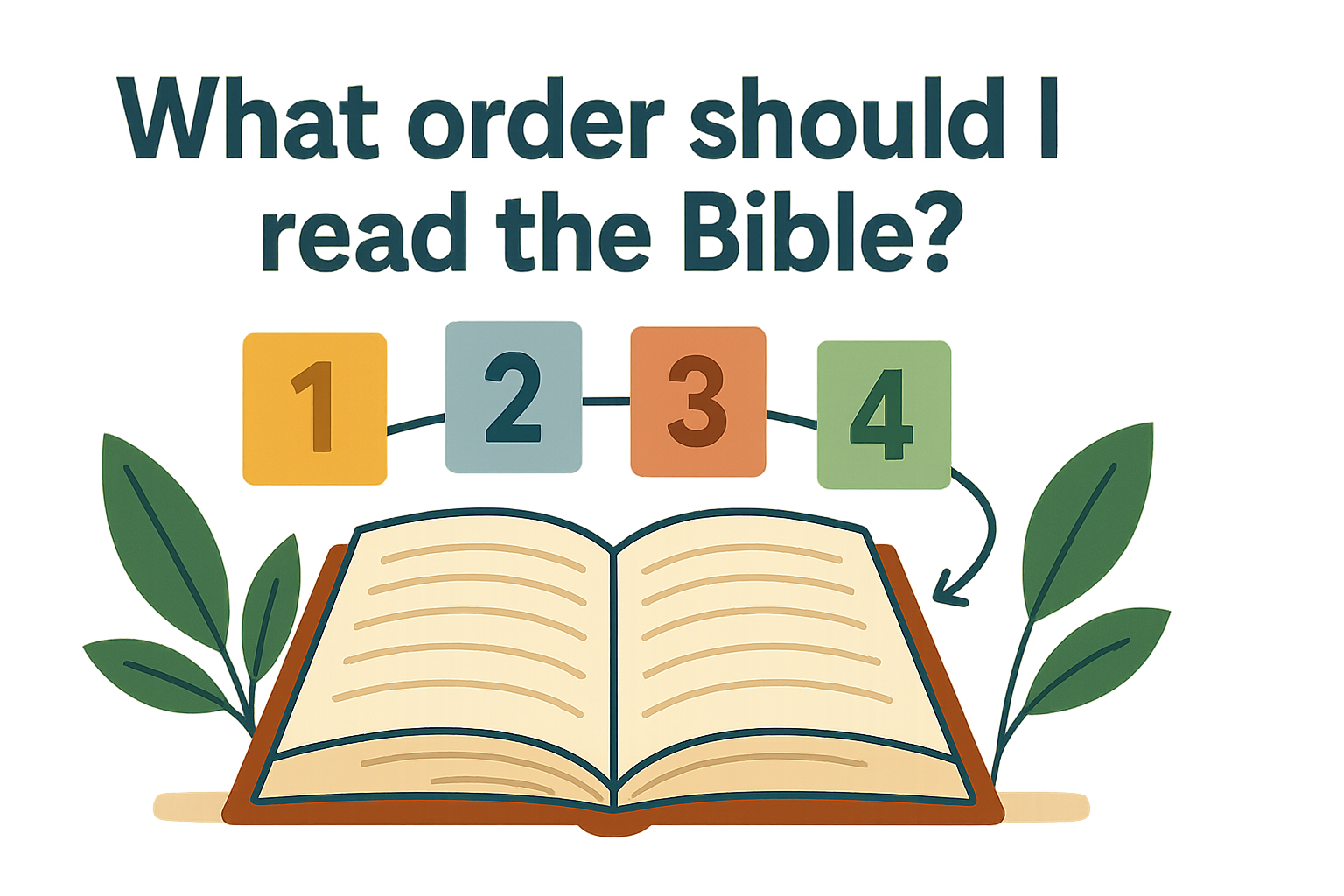 Cartoon illustration representing what order should i read the bible