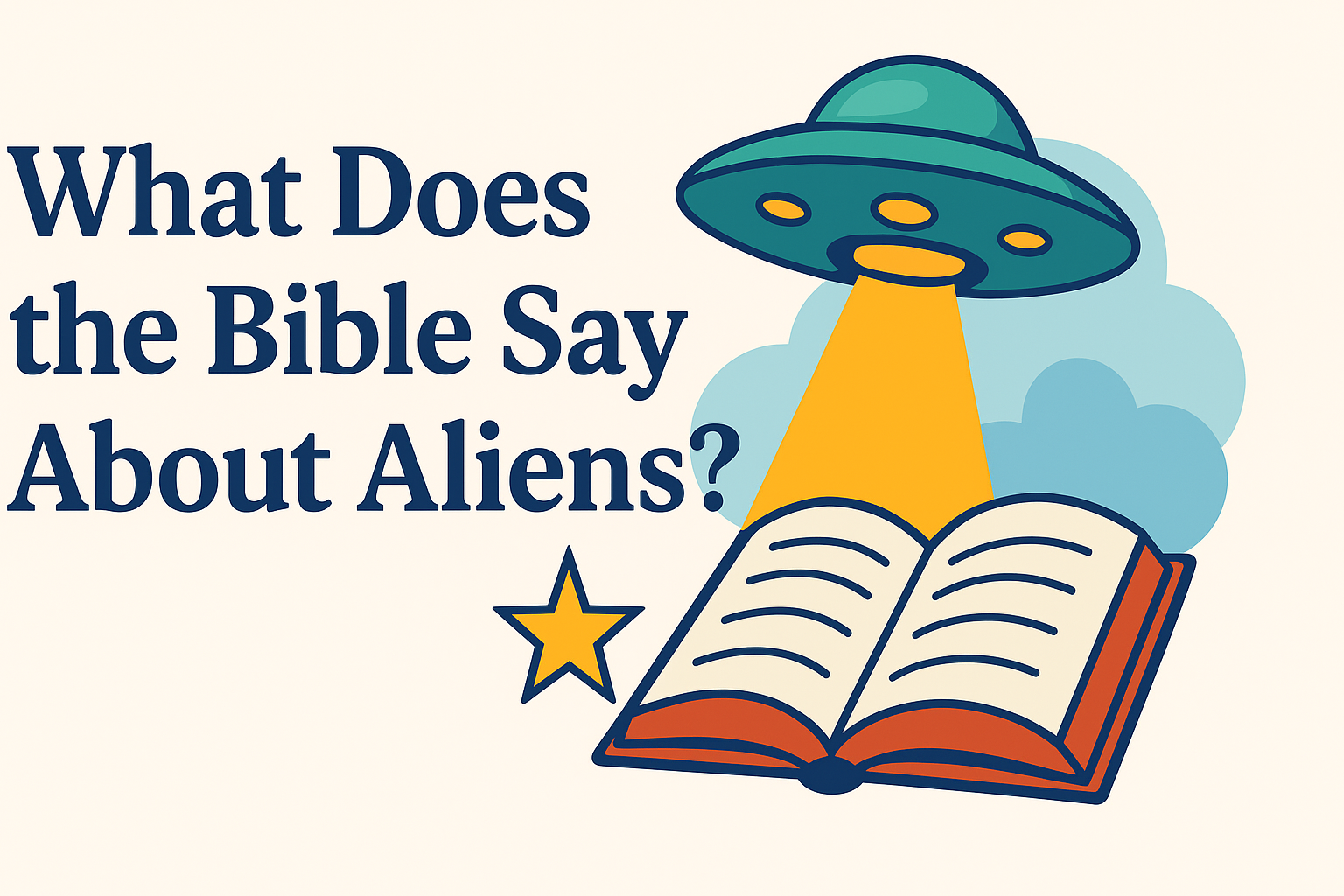Cartoon illustration representing what does the bible say about aliens